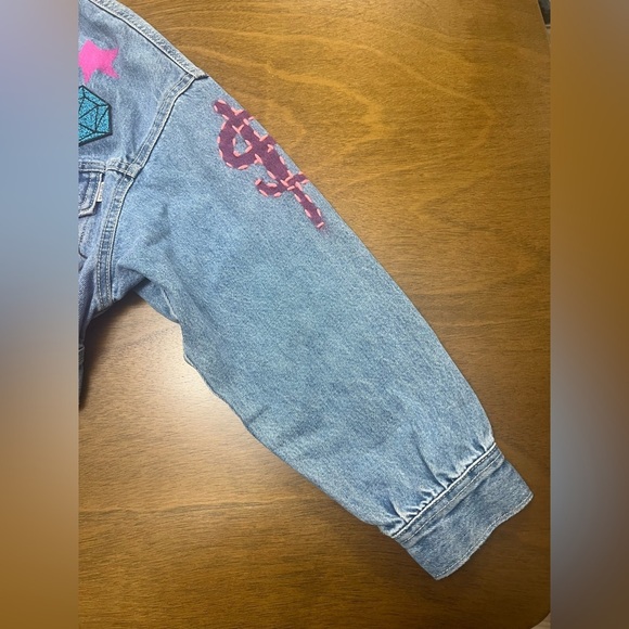 Bershka Jeans Jacket Women Barbie Design XS (0387) - Picture 6 of 16